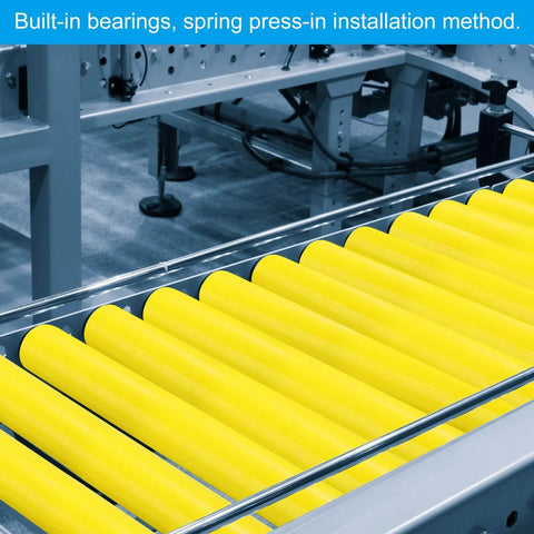 Polyurethane Coated Conveyor Roller 2" Diameter 8" Length, Stainless Steel Transmission Replacement Part Galvanized End, Yellow