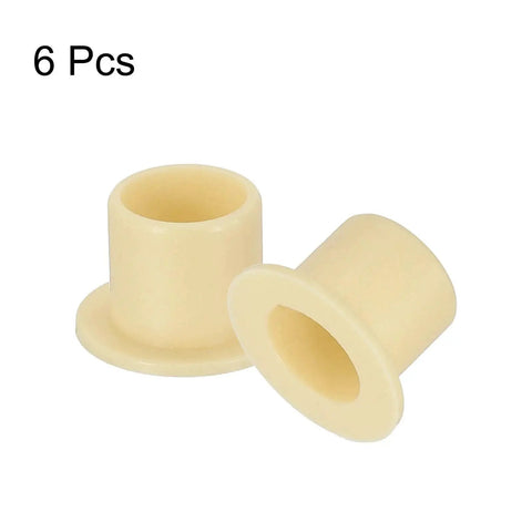 Six Pcs Flanged Sleeve Bearings 8 mm Inner Diameter 10 mm Outer Diameter 10 mm Length POM Plastic Bushing Yellow