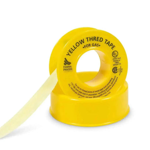 Professional Grade PTFE Thread Seal Tape for Gas Lines with Gasoila, Half Inch by 260 Inches Yellow Tape, roll view.