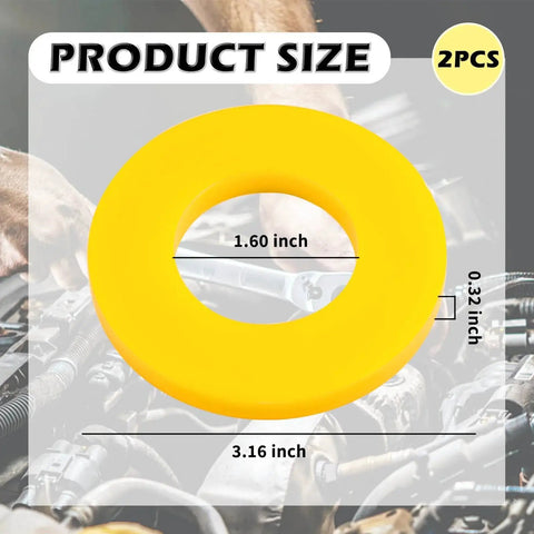 Yellow 2 Pack Silencer Shock Bushings For Shock Absorption And Noise Reduction in engine, size 3.16x3.16x0.32 inches