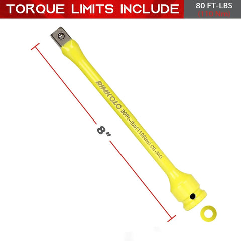 1/2" Drive Torque Limiting Extension Bar, 8 Inch Color-Coded Limiter 80ft-lbs CR-MO Stick for Locking Lug Nuts