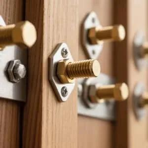 612-Piece SAE Grade 8 Bolts And Nuts Kit installed in wood, heavy duty yellow zinc plated, includes washers, sizes 1/4-20 to 1/2-13.