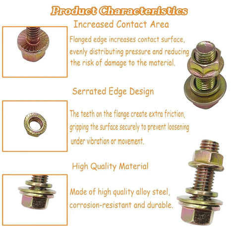 820 Piece Metric Flange Bolt And Nut Kit With Washers Yellow Zinc showing design features and alloy quality