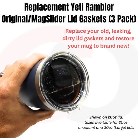 Replacement Lid Seal Gaskets For Yeti Rambler Magslider And Original Lids 3 Pack 20 Oz Tumbler Gasket Set shown in use