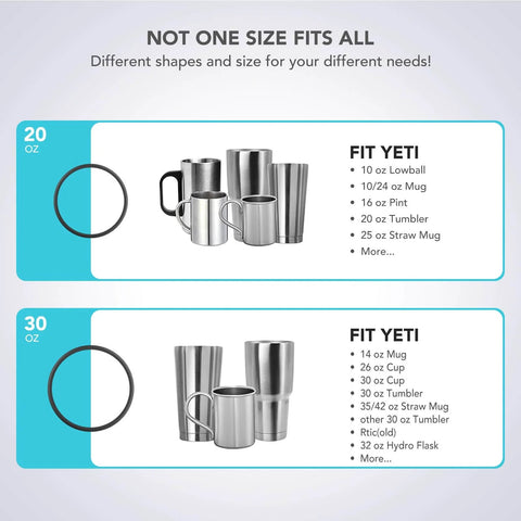Yeti Lid Rubber Seal Replacement Gasket Set For Leakproof O Ring, compatible with Yeti 10 oz Lowball, 24 oz Mug and tumbler sizes.