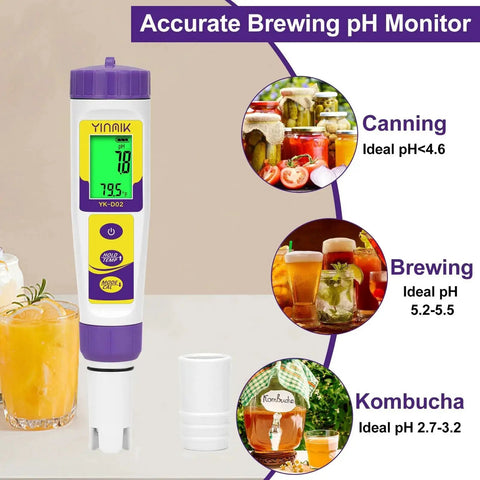 Hydrogen Water Tester With ORP TDS And PH EC Meter Temperature Sensor Handy Six In One Water Quality Monitor for ideal pH brewing