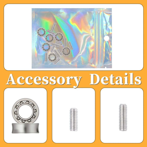 Image of a Professional Yo-Yo Bearing Accessory Set with 6 Unresponsive Bearings and 12 Stainless Steel Axle Screws, showcasing product details.