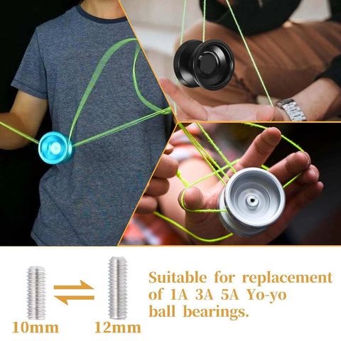 Yo-Yo Bearing Replacement Kit with 10 Ball & 8 Ball Bearings, Stainless Steel Axles, and Removal Tool in use