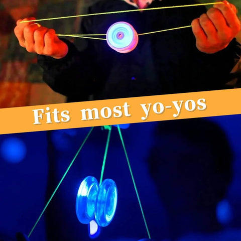 Professional Yo-Yo Bearing Accessory Set used with glowing yo-yos, demonstrating smooth spin and stability features.