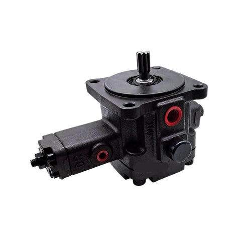 Front view of YUANFANNN Vane Pump Variable Displacement Vane Pump PVF-30-35-11S with black finish and red accents for hydraulic systems.