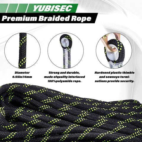 Ultimate Vertical Lifeline Assembly 25 Foot Polyester Rope Harness Safety System With Two Grab Snap Hooks Shock Absorber
