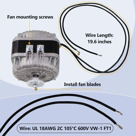 YZF18-25 Fan AC Motor 120V 18W 1.01A 60Hz Shaded Pole Condenser Motor Replace YZF10-20 YZF6-13 W0301905 wires and screws