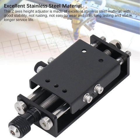 Close-up of stainless steel Z Axis Screw Slide Table Linear Actuator for engraving machines, showing screws and structure.
