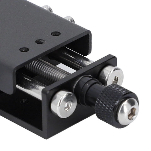 Close-up of Z Axis Screw Slide Table Linear Actuator for Engraving Machines, featuring stainless steel components and precision adjustment knob.