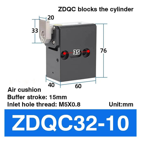 Beefy Industrial Pipe Blocking Cylinder With Buffer Two Speed Chain Pneumatic ZHQ20 Limiter And Stopper Model ZDQC3210