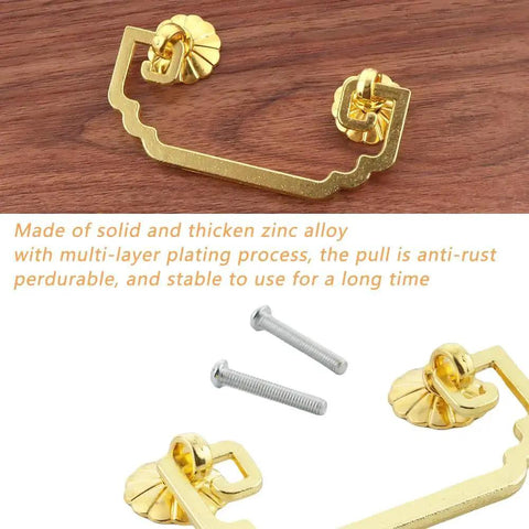 Two Piece Vintage Square Bail Cabinet Pull Hardware Set For Jewelry Box And Furniture Zinc Alloy With Antique Finish
