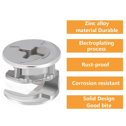 20 Pieces Furniture Cam Lock Fasteners 15mm x 12mm Furniture Cam Lock Nut Connectors Fittings For Cabinet Drawer Wardrobe