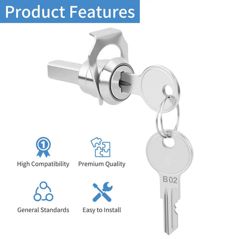 Upgrade your toolbox security with a heavy-duty zinc alloy cam lock featuring 180° rotation for easy access, visible with two keys