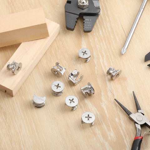 Durable 10 pack cam locks for furniture provide secure cabinet and drawer fastening with 15x12 mm eccentric locking nuts