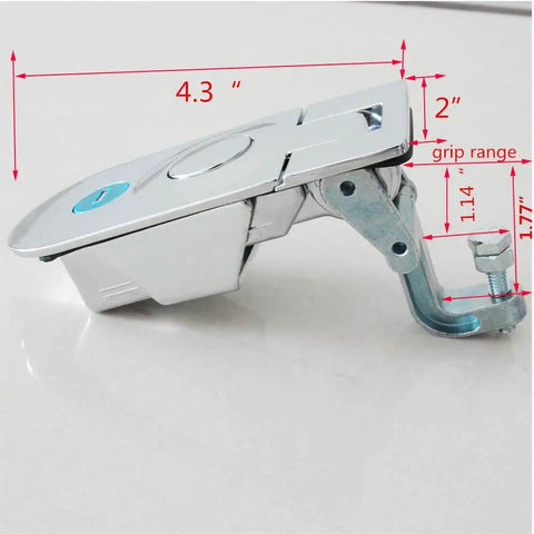 Two-piece zinc alloy compression latches deliver secure flush sealing with easy hand-operated lever action, 110x50 mm