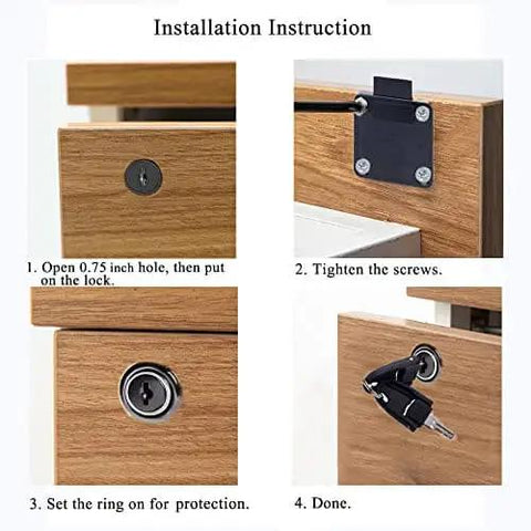 Installation steps for Zinc Alloy Office Desk Drawer Locks For Cabinets And File Cabinets Keyed Alike Cam Lock Cylinders 19mm Length