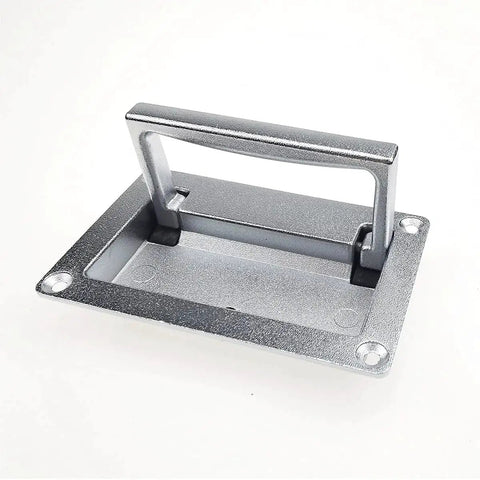 Zinc Alloy Recessed Pull Handle For Cabinets And Equipment Slim Flush Lift Door Handle 4.37 By 2.74 Inches Sand Chrome Plated