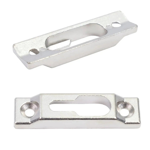 Hook Style Patio Sliding Door Keepers Silver Zinc Alloy Lock Keeper Latch Replacement Two Pieces With Screws Durable Metal Construction