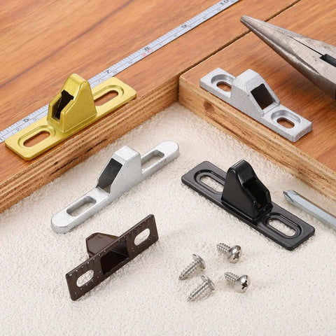 Two Piece Sliding Door Keepers Set In Zinc Alloy For Glass Patio Doors With Mounting Screws 2.17 Inch Long By 0.39 Inch Wide Silver