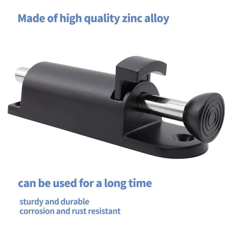 Spring Loaded Sliding Door Lock Black Heavy Duty Foot Operated Kick Lock Zinc Alloy For Sliding Glass Doors And Patio Doors