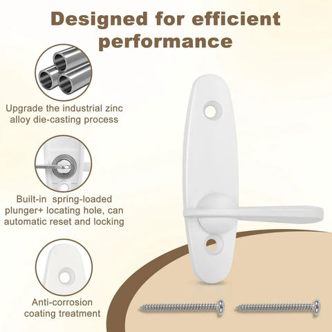 Tribeca Style Sliding Door Latch Replacement For Andersen Locks 2573609 Zinc Alloy With Anti-Corrosion Coating, shown with features.
