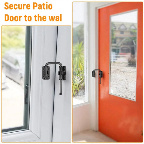 Zinc Alloy Rotary Sliding Door Lock for Patio and Screen Doors Safety Latch installed on white and red doors