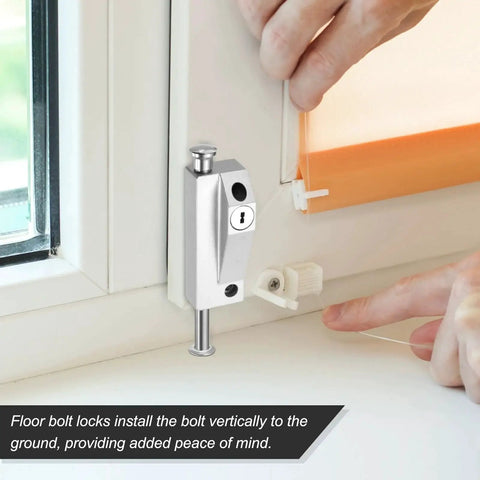 Zinc Alloy Sliding Patio Door Deadbolt Lock With Two Keys From Inside Black For Enhanced Home Security installed on a white frame