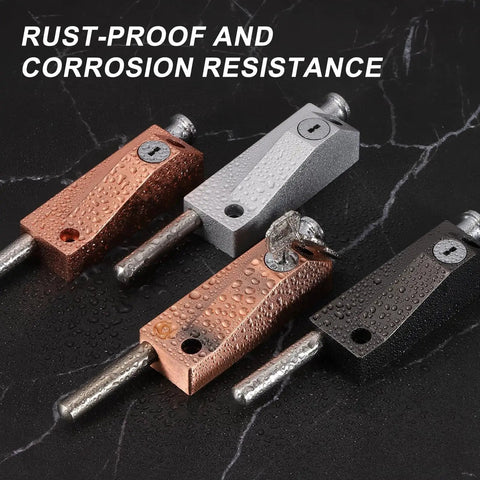 Four zinc alloy sliding patio door deadbolt locks with two keys, showing rust-proof and corrosion-resistant finish.