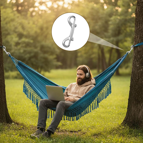 4 Pack Double Sided Clips Three And A Half Inch Double Ended Snap Hooks Zinc Alloy Outdoor Quick Release for Hammock Setup