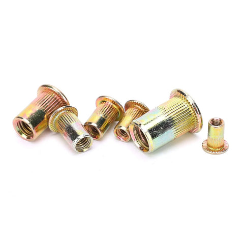 Set of 300 Piece Blind Rivet Nuts Color Plated Zinc Steel Galvanized Rustproof for Fastening Metal Plates and Pipes