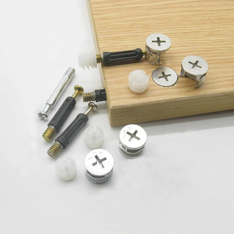 Effortless furniture assembly with zinc alloy cam lock fasteners delivering a strong, stable hold for cabinets, drawers, dressers