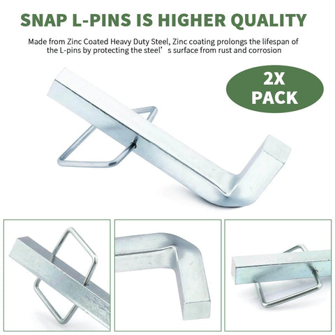 Beefy L Pins With Integrated Snap Clips For Weight Distribution Hitches, zinc coated, heavy duty steel, 4.20 by 1.79 inches, 2 pack