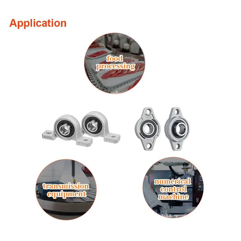 Flange Mounted Pillow Block Bearing KPL005 Set Of 4, 25mm Bore Self Aligning Zinc Alloy, applications in machinery