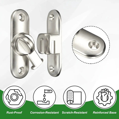 1 Pack 3 Inch Zinc Alloy Flip Latch Gate Latch Sliding Bolt For Barn Doors Fence Windows Cabinets With Screws 90 And 180 Degree Slide Locks Brushed Silver Multipurpose showing rust, corrosion, scratch resistance and reinforced base.