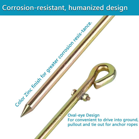 Close-up of Portable Ground Rod With Ground Wire Lug Half Inch Diameter And 18 Inch Length Oval Eye Design for electric fences.