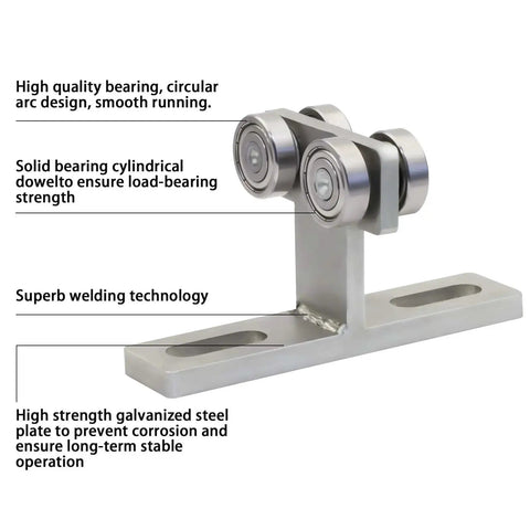 Heavy Duty Electric Hoist Installation Roller Wheel Trolley 2 Pack, zinc galvanized, for 1-5/8 inch strut channels, side view