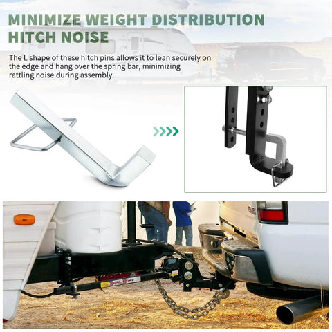 Beefy L Pins With Integrated Snap Clips For Weight Distribution Hitches, Universal Fit For Equalizer Hitches, Zinc Coated Heavy Duty Steel