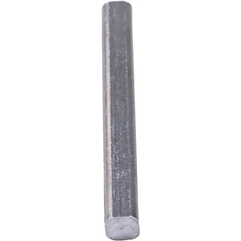 Close-up of a zinc machine key, sized 3/16 by 1-3/4 inch, used for power transmission shafts in industrial equipment.