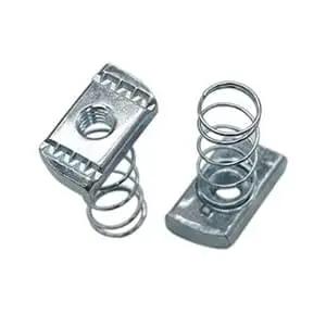Durable zinc-plated 3/8-16 strut channel nuts, 10 pack, provide strong, corrosion-resistant spring mounting for Unistruts
