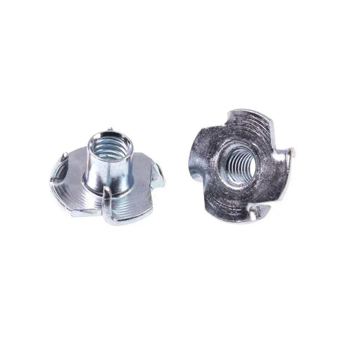 4 Pronged T Nuts Assortment Kit 1/4-20 5/16-18 3/8-16 Zinc Plated Steel Tap In T Nuts shown front and back