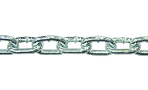 1/4 x 15 ft. Zinc-Plated Straight Link Coil Chain 520 lb. Safe Working Load, General Purpose Chain close-up view
