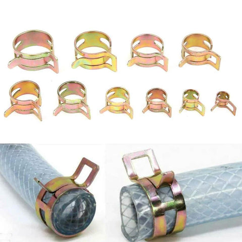 Zinc Plated Fuel Hose Clamp Kit 6 To 22 Millimeter Elastic Spring Hose Clamps For Fuel Lines And Pipe Connections Suitable For Indoor And Outdoor Use Easy Screwdriver Adjustable Carbon Steel Construction