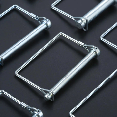 4 Pack Zinc Plated One Quarter Inch Safety Hitch Pins For Utility Trailers, RVs, Boats, Lawn Tractors, carbon steel, top view