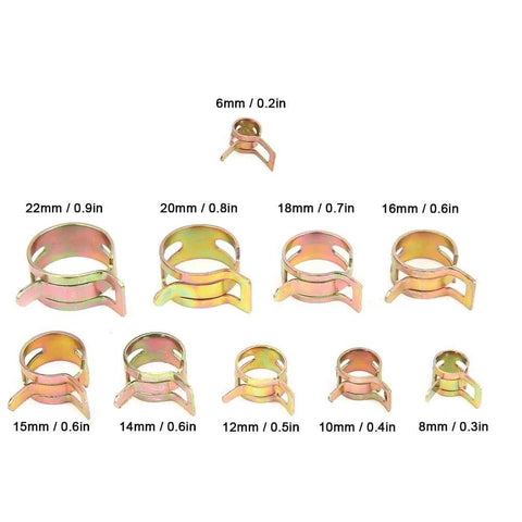 Zinc Plated Fuel Hose Clamp Kit 6 To 22 Millimeter Elastic Spring Hose Clamps For Fuel Lines And Pipe Connections