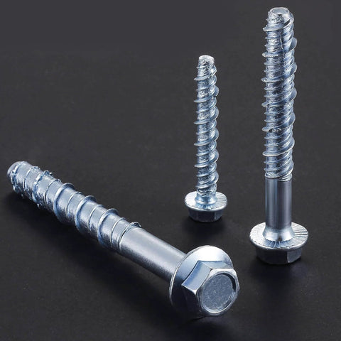 Wensilon 3/8" x 4" Zinc Plated Large Diameter Concrete Screw Actual Thickness 1/2"(12mm) for Anchoring to Masonry